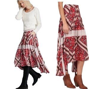 Free People Pleated Paradise Midi Skirt Women Size 4 Worn on TV Riley's